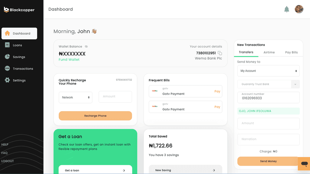 Blackcopper Neobank project preview